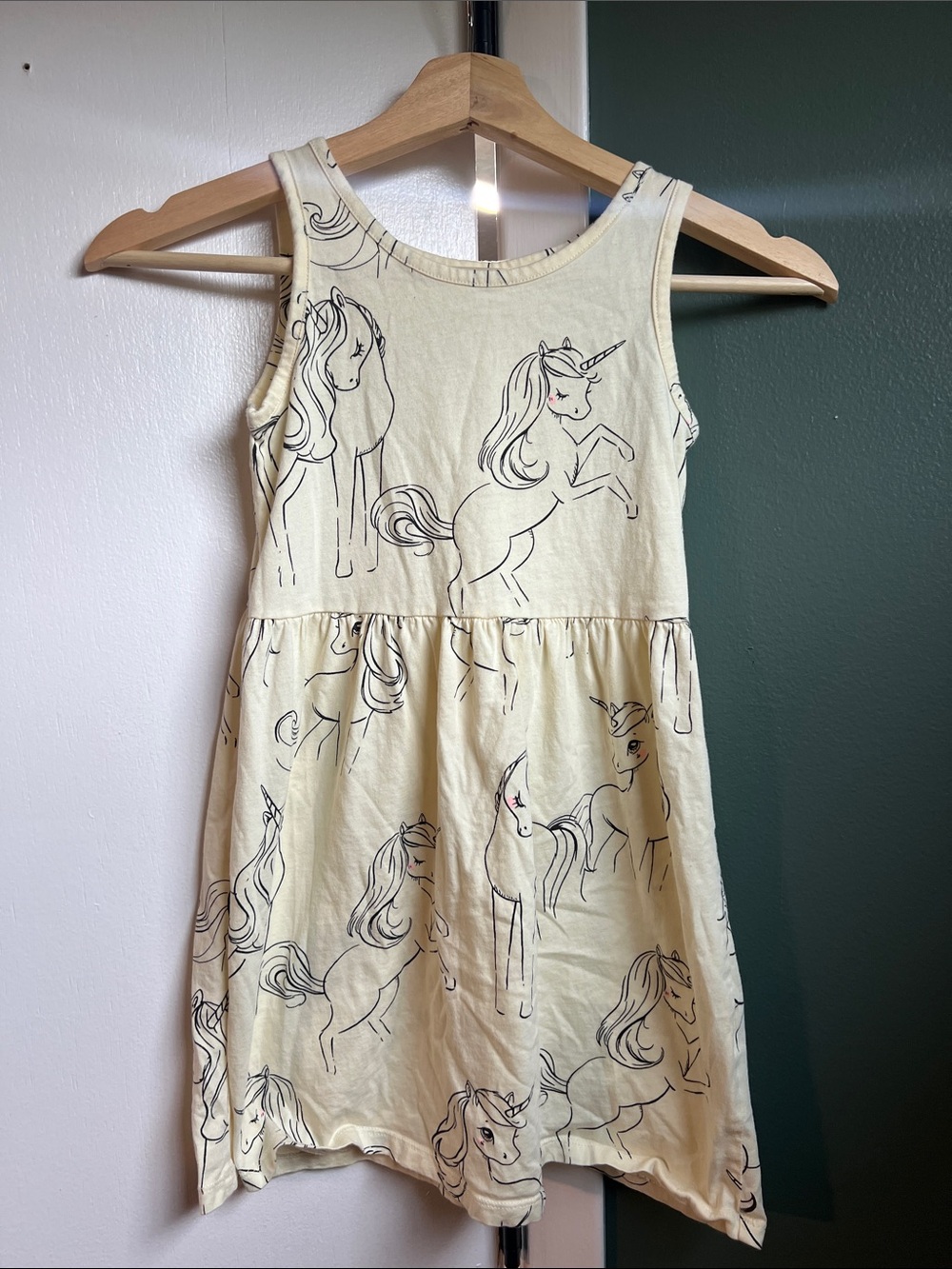 Girls' Cream Unicorn Print Tank Dress h&m